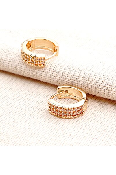 Siya Silver Özel Seri Kararmaz Çelik Zirkon Taşlı Delikli Minimal Halka Küpe ...