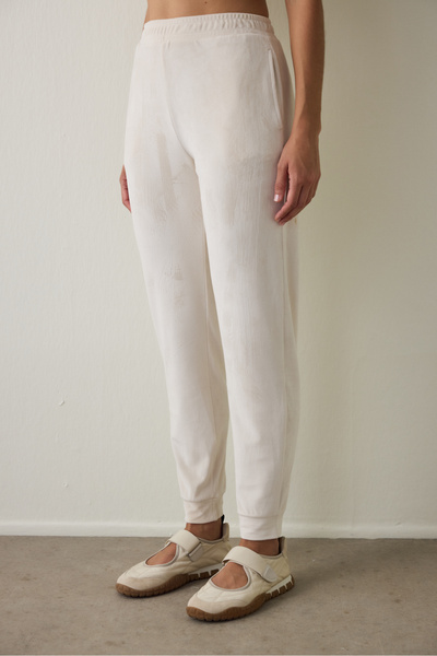 Penti Pantaloni de sport cu efect termic, din catifea moale, bej