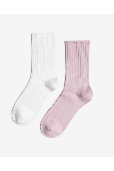 Bolero Kadın Lavanta Kokulu 2'li Uyku Çorabı Lila Krem