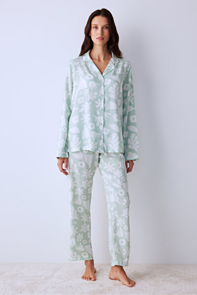 Penti Multi-Colored Soft Flowers Shirt Pants Pajama Set