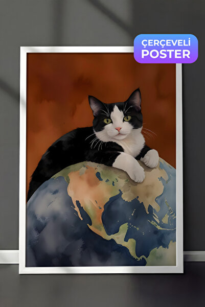 Postifull Slika u belom okviru, Crna mačka na svetu, Serija komfora, Slika za...