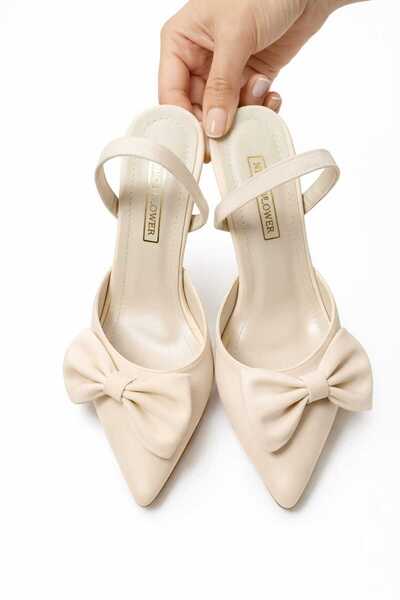 NiceDiffer Women's Black Zara Satin Bow Heel 7 Centimeter Evening Dress Shoes