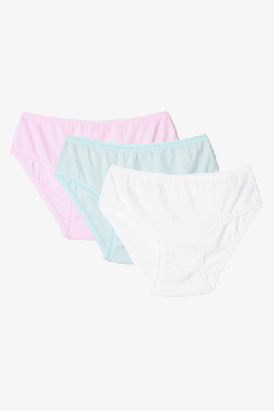 Penti Girl's Pollen Crispy Floral Patterned Cotton 3-Piece Panties