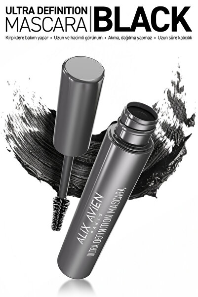 Alix Avien Dolgun Kirpik, Kıvrım ve Hacim Verici Kalıcı Etkili Siyah Maskara ...