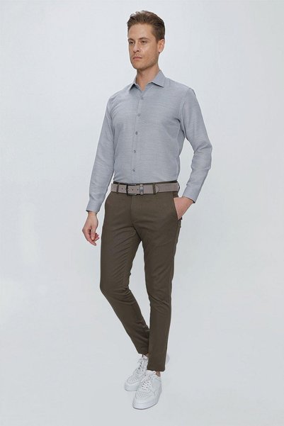 Efor Men's slim fit cotton chino earth brown trousers p 1112