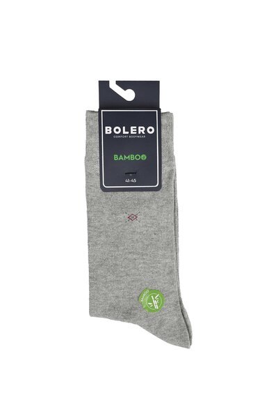 Bolero Erkek Premium Dikişsiz Bambu Çorap Gri Çarpı Desen