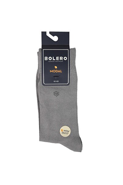 Bolero Erkek Premium Modal Gölgeli Kare Desenli Soket Çorap Gri