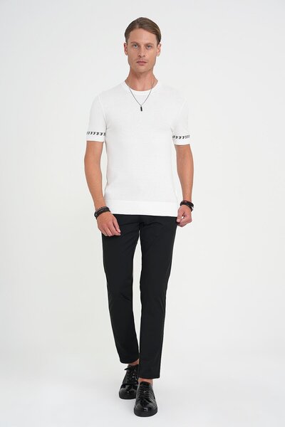 Efor Men's black comfort fit relaxed fit stretch soft cotton trousers p 1190
