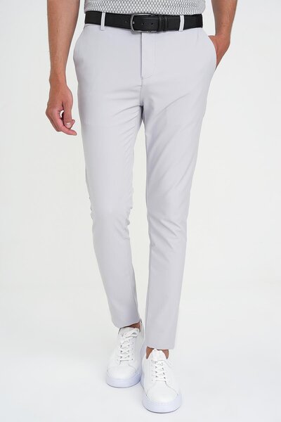 Efor Slim Fit Yan Cepli Esnek Düz Koyu Taş Pamuk Pantolon P 1197