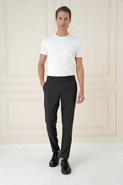 Efor Slim Fit Beli Lastikli Esnek Pamuklu Antrasit Casual Pantolon P 1171