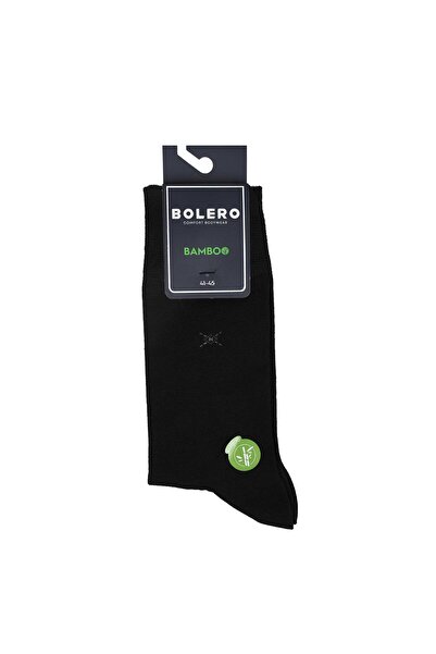 Bolero Men's Premium Stitch-Free Bamboo Socks Black Cross Pattern