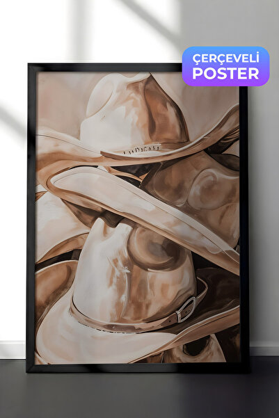 Postifull Slika u crnom okviru, kaubojski šeširi, kuhinjska zidna slika iz se...