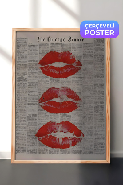 Postifull Tablou cu rama din lemn, Kisses for the newspaper, Tablou din lemn ...