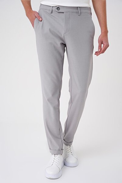 Efor Comfort Fit Beli Lastikli Dokulu Gri Jogger Pantolon P 1186