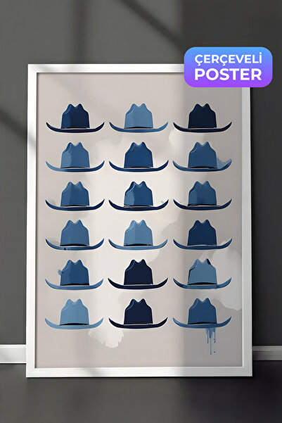 Postifull Slika u belom okviru, kaubojski šešir, kuhinjska zidna slika iz ser...