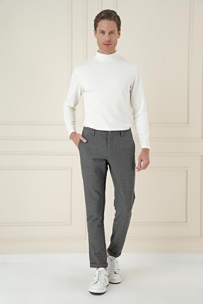 Efor Slim Fit Waffle Kumaş Esnek Pamuk Antrasit Pantolon P 1168