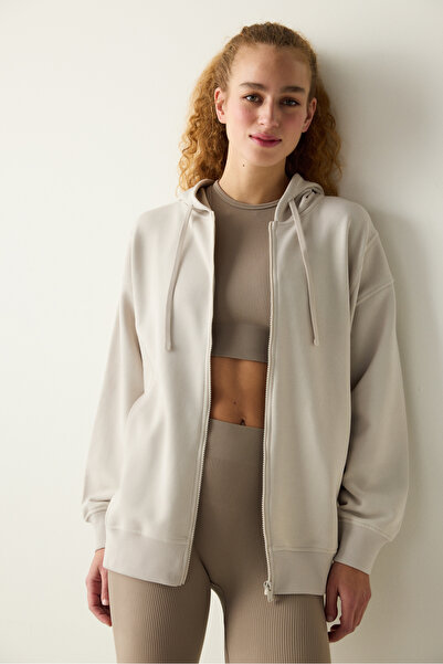 Penti Oversize Active Stitched Hoodie Stone Hırka