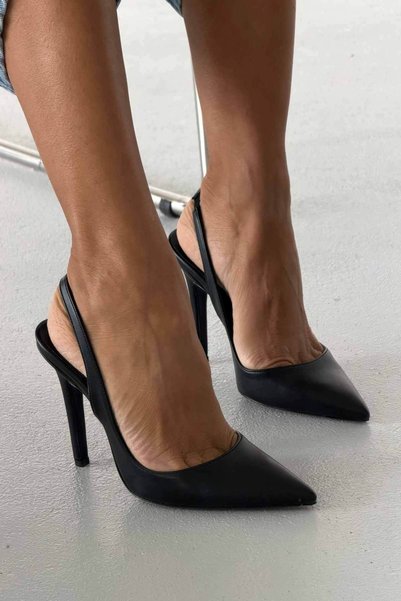 AYAKKABI PRENSİ Monica Black Matte 10 Cm Stiletto Damă, Tocuri Înalte