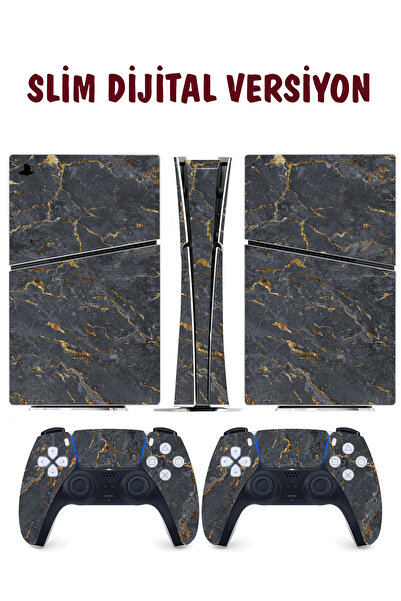 KT Decor Siyah Gold Mermer Playstation 5 Full Sticker Kaplama Seti