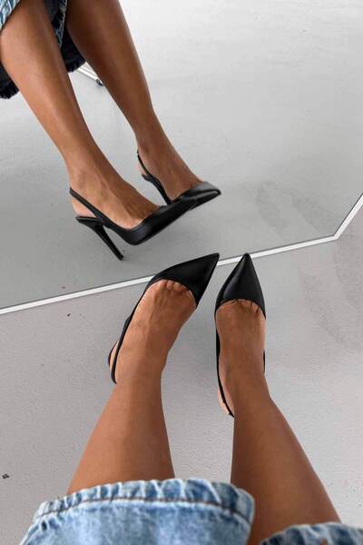 AYAKKABI PRENSİ Monica Black Matte 10 Cm Stiletto Damă, Tocuri Înalte