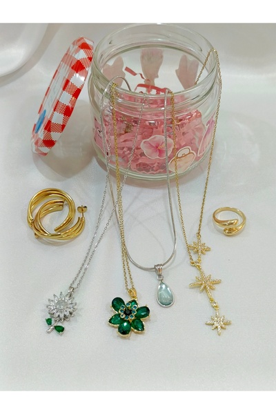 DuRu LiNe (M boy En Az 6 Adet Çelik Takı)Takı Kavanozu Gold Silver Karışık Or...