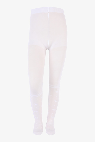 Penti Детски бели чорапогащи с красиви панделки и райета