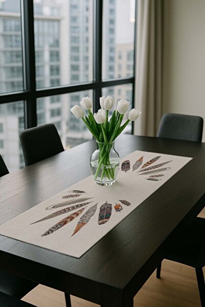 Sakallı Luck Feathers 3D Digital Printed Runner
