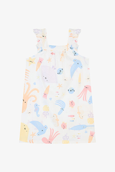 Penti Girl's White Underwater Cotton Dress