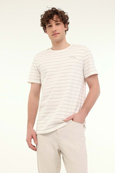 lumberjack Tricou ML MAGNUS 11ITL1073 5FX Beyaz Erkek Kısa Kol