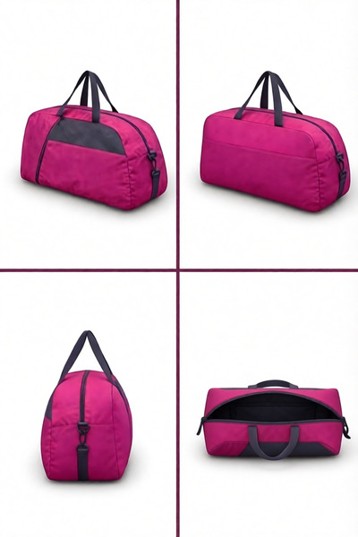 MUCCO Kaff Medium Pink Front Pocket Adjustable Shoulder Strap Hand Travel Duffel Bag-0832