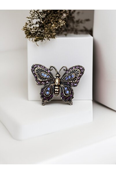 FAYRA ACCESSORIES Kristal Taşlı Kelebek Broş