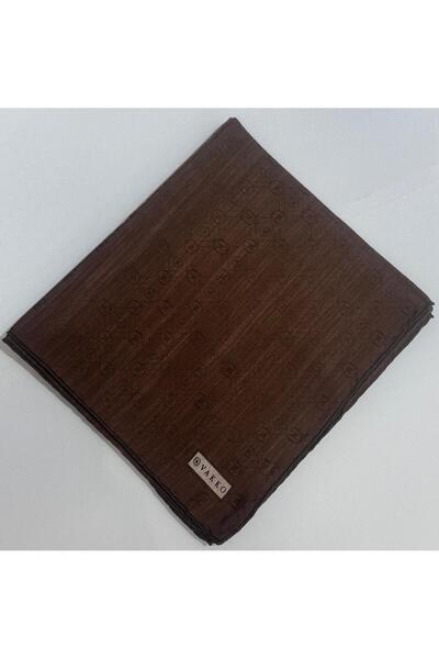 Vakko Monogram Pamuk İpek Eşarp 3000655-Acı Kahve