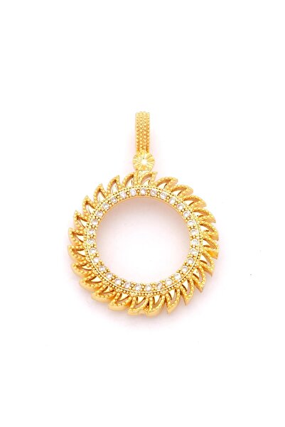 FerizZ Yarım Altın Çerçeveli Kolye Ucu Altın Kaplama Tgr-610