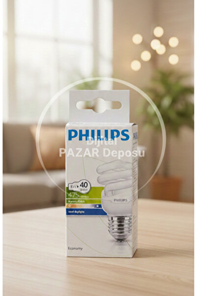 Philips Economy Twister 8 W E27 Beyaz Işık Tasarruflu Ampul