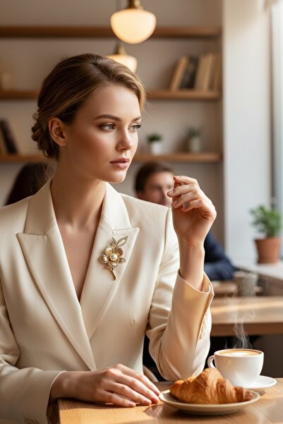 FAYRA ACCESSORIES Sevgi Çiçeği Altın Rengi Broş