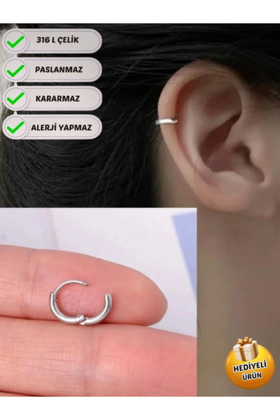 Piercing Market Steel & Silver Unisex 316l Cerrahi Çelik Halka Tragus Helix K...