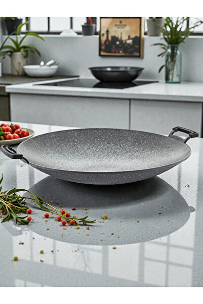 Russet Akpa Döküm Sac Kavurma 34 Cm Çukur Tava Çok Amaçlı Hafif Granit Çift K...