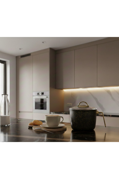 Evren 16 Cm Gold Stone Bardak Model Kapaklı Sütlük Sosluk 1,5 Lt