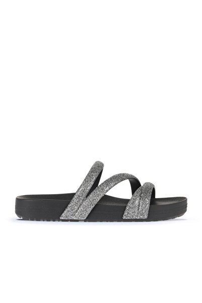 ZAXY Black Silver Zx Glitter Full Name Women's Slippers 22Zx004