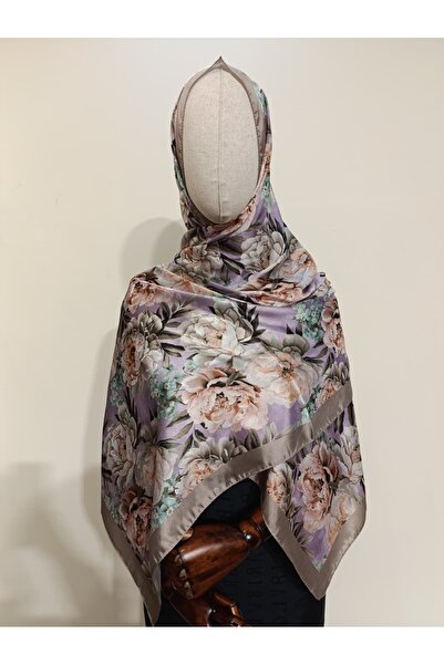 ESİMA Çiçek Desenli Krem/Haki Soft Şal