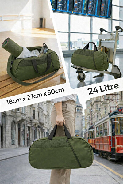 MUCCO Kaff Orta Haki Önü Cepli Ayarlanabilir Omuz Askılı El Seyahat Spor Çant...