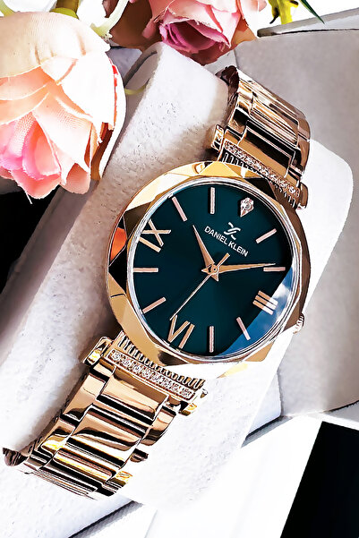 Daniel Klein l Kesme Cam Kadın Kol Saati, Su Geçirmez Rose Gold Renk Çelik Ko...