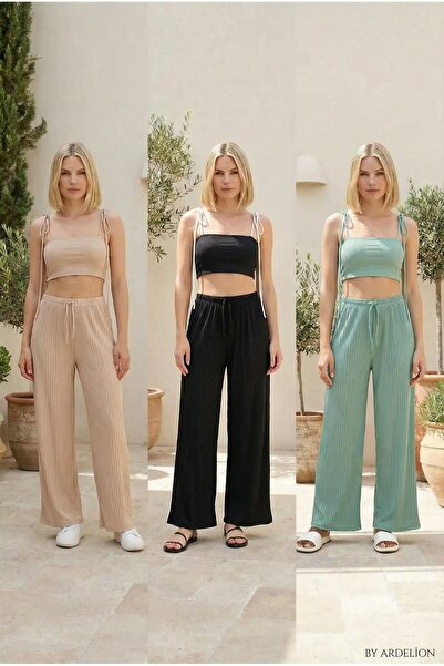 Asel 3-dielna čierna – vodovo zelená – kožené dámske ležérne nohavice a teplá...