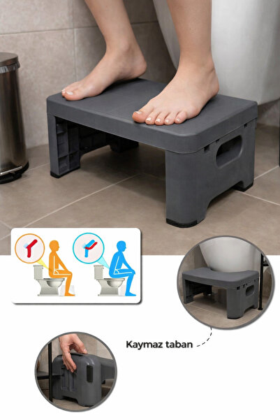 Tugomer Katlanır Tabure - Portatif Çömelme Banyo Klozet Taburesi - Kaymaz Tab...