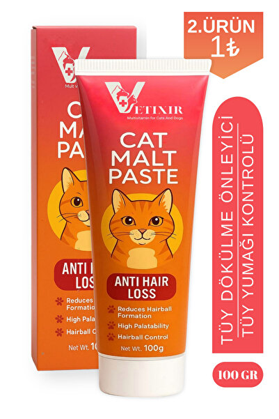 VETIXIR Tüy Dökülme Engelleyici Malt Paste, Tüy Yumağı Ve Kusma Önleyici Mult...