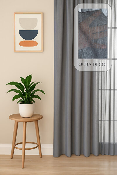 QUBA DECO Aesthetic Modern Flaming Textured Pleated Tulle Curtain Living Room...
