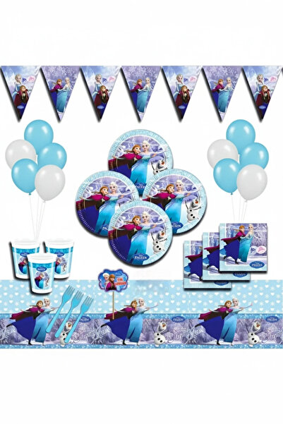 FOKUL Elsa Frozen Karlar Kraliçesi 8 Kişilik Lüx Parti Seti Konsepti Elsa Par...
