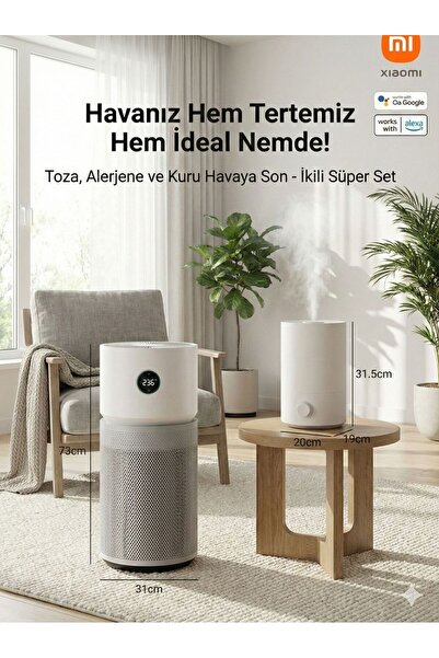 Xiaomi Yeni 125m2 Etkili Toz, Polen, Evcil Hayvan Tüyleri Kötü Koku Önler Akı...