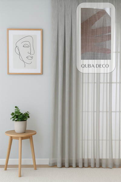 QUBA DECO Perdele estetică modernă din tul plisat, cu textură, pentru sufrage...