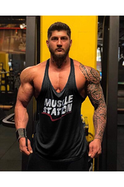 Muscle Station Toughman Tank Workout Siyah Fitness Atlet